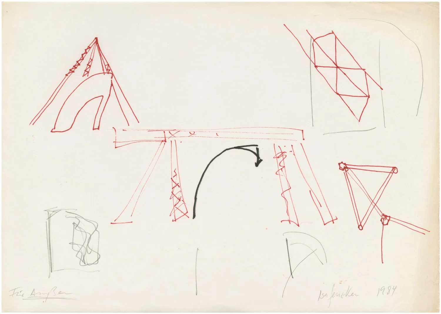 Isa Genzken, Entwurf für Verladebrücke drawing, 1984